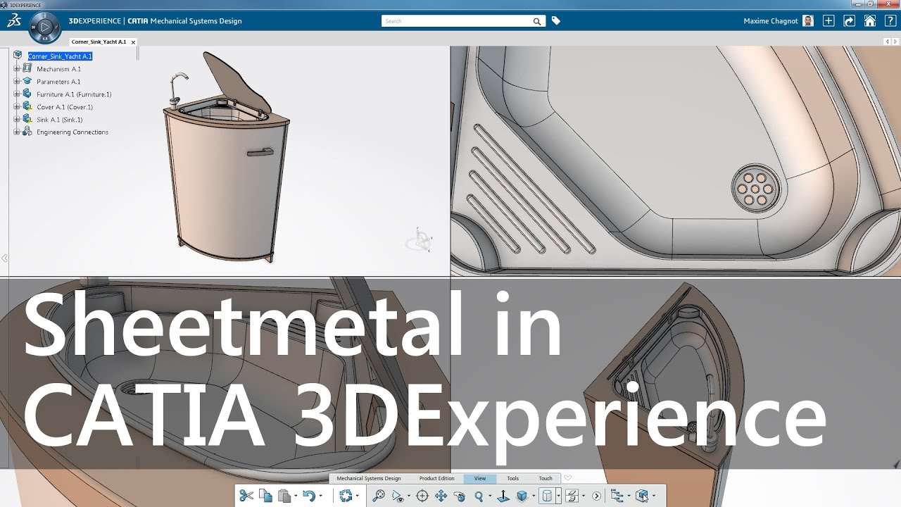 Design a sheet metal sink in CATIA 3DExperience