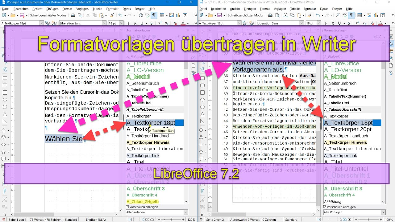 Formatvorlagen übertragen in Writer - LibreOffice 7.2