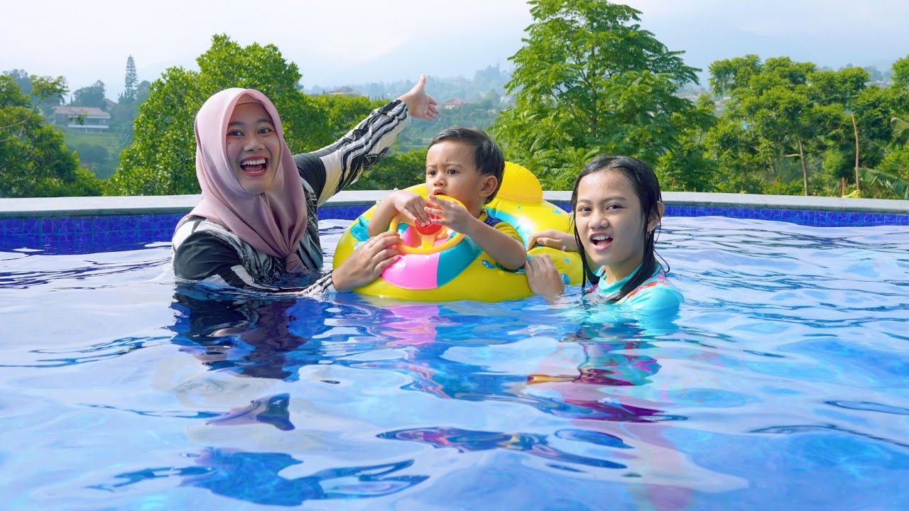 HORE KOLAM RENANG RAKSASA DI VILLA SUDAH JADI🏊 AZAM NAIK KUDA DAN BERENANG