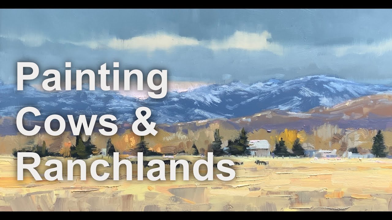 Painting ranch land and cattle - oil painting tutorial demonstration