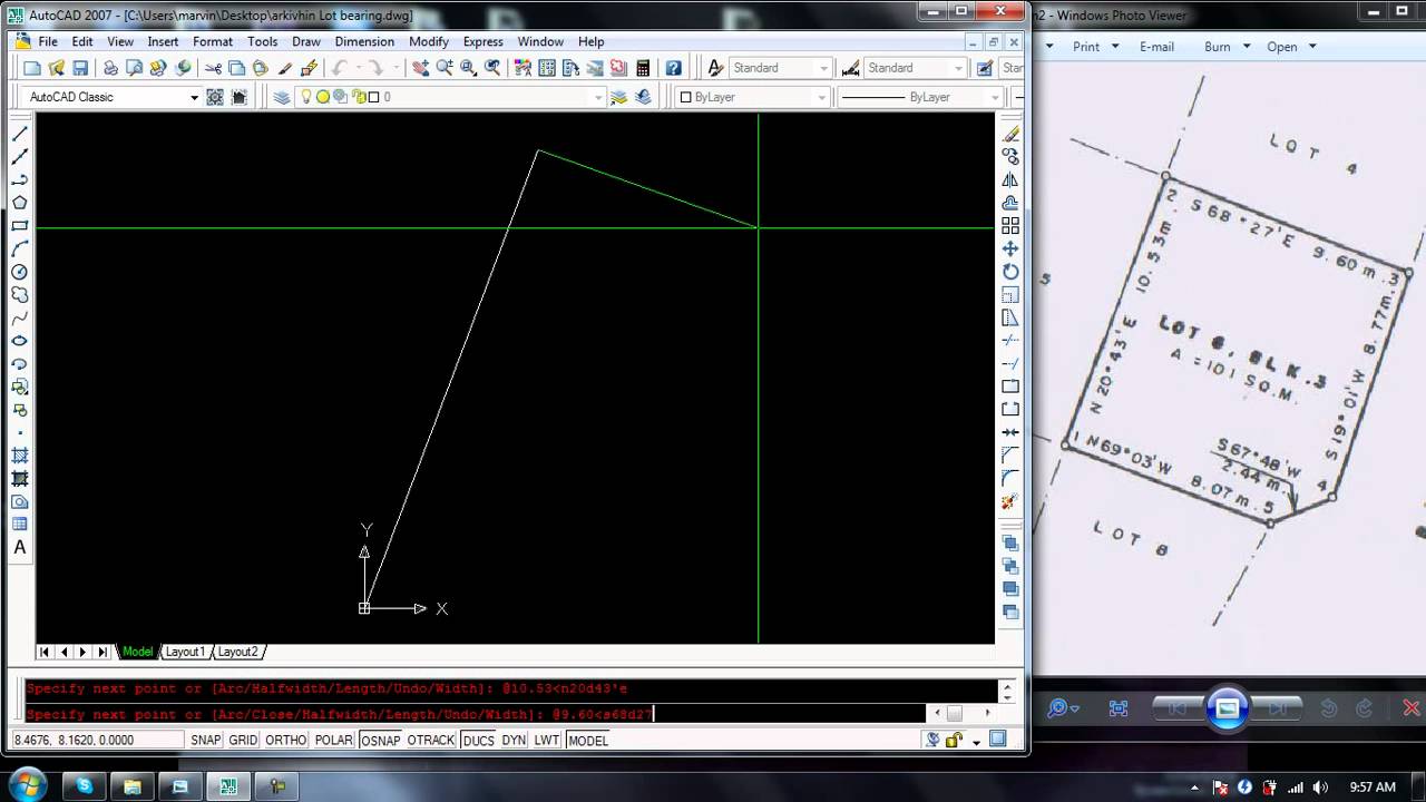 how to plot LOt bearing in Autocad