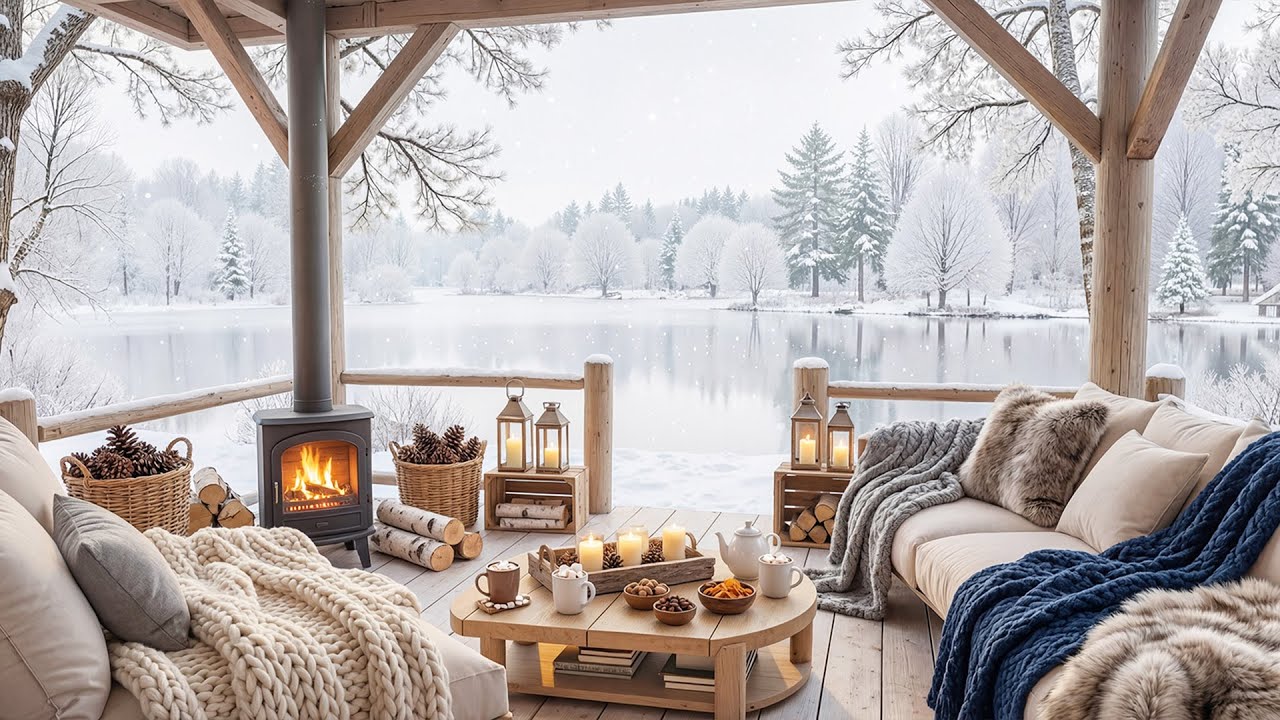 Cozy Winter Ambience ❄️ Soothing Piano Music with Fireplace For Work, Study