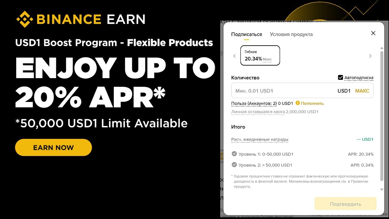 До 20% годовых на стейблкоин USD1 от семьи Трампа на Binance
