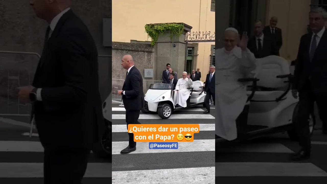 &iquest;Quieres un paseo en papamovil con el #papa Le&oacute;n XIV? 😏😎 As&iacute; fue la salida en Castel Gandolfo 🙏🏻😇