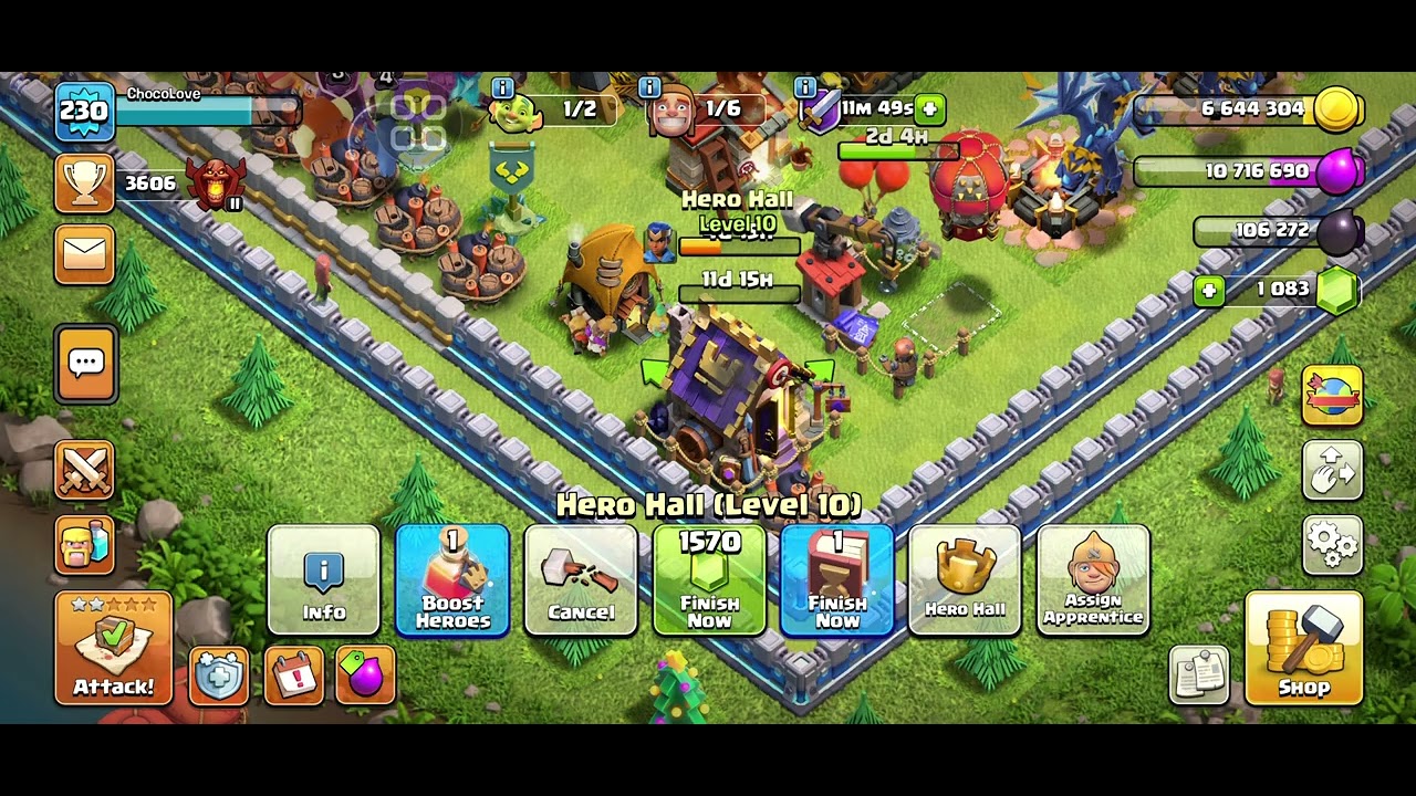 Upgrading Hero Hall to Level 11 (Max Level) - Using 