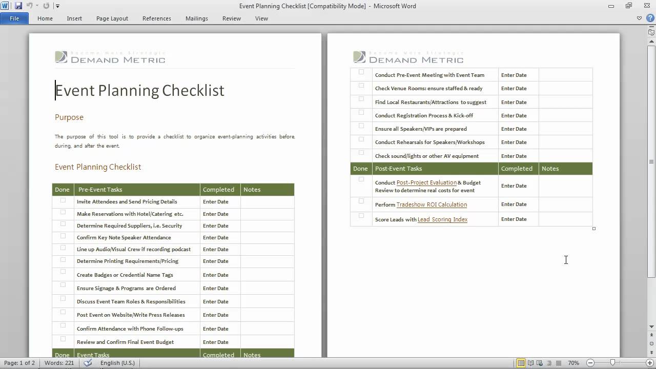 Event Planning Checklist