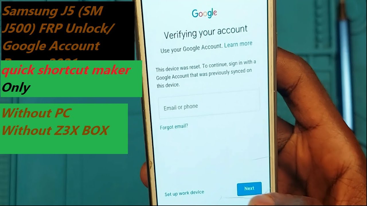 Samsung J5 FRP Unlock/ Google Account Bypass 2021 (Without PC)