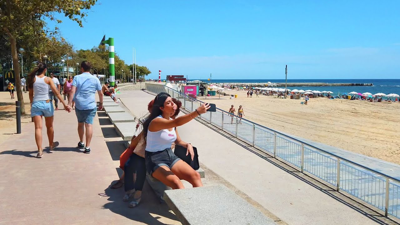 Walking Barcelona’s BEACH PROMENADE - Olympic Port to Levante Beach - Catalonia, Spain