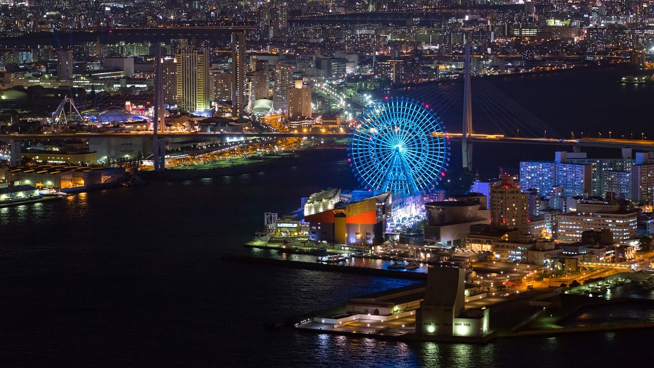 大阪府咲洲庁舎展望台からの夜景 さきしまコスモタワー Night View from Sakishima Cosmo Tower Observatory Osaka Japan