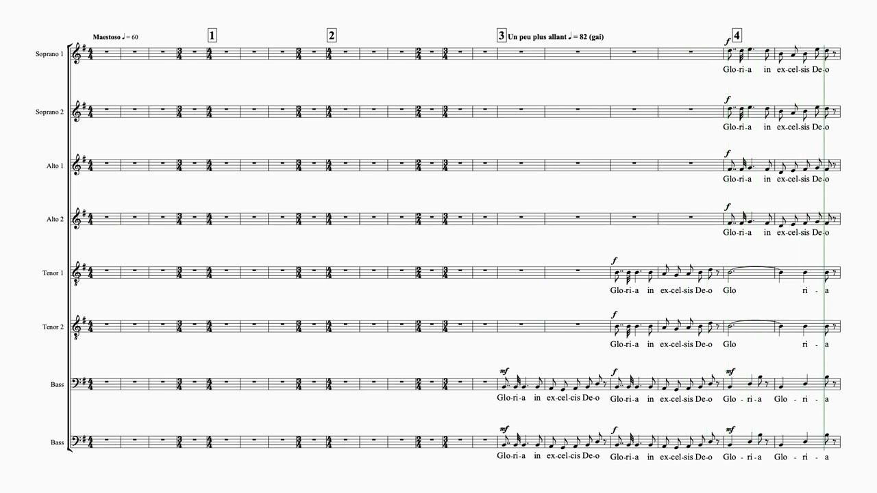 Poulenc Gloria #1 Gloria 8 staves bass 1