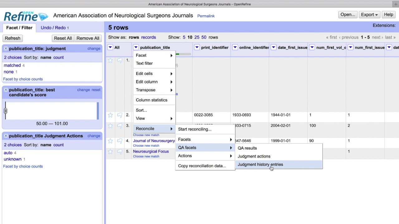 Reconcilliation in OpenRefine part 2