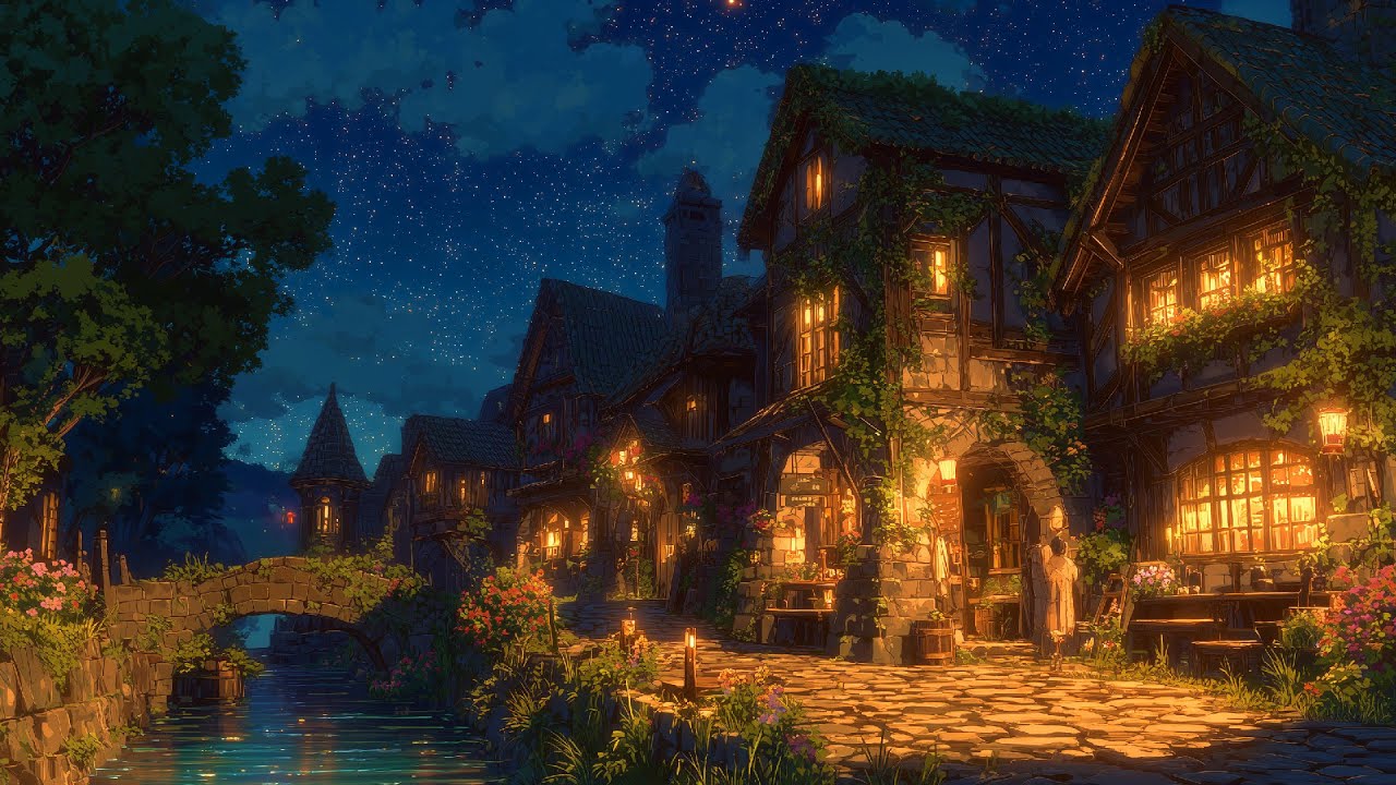 Moonlit Village of Lanterns – 2 Hour Medieval Fantasy Music