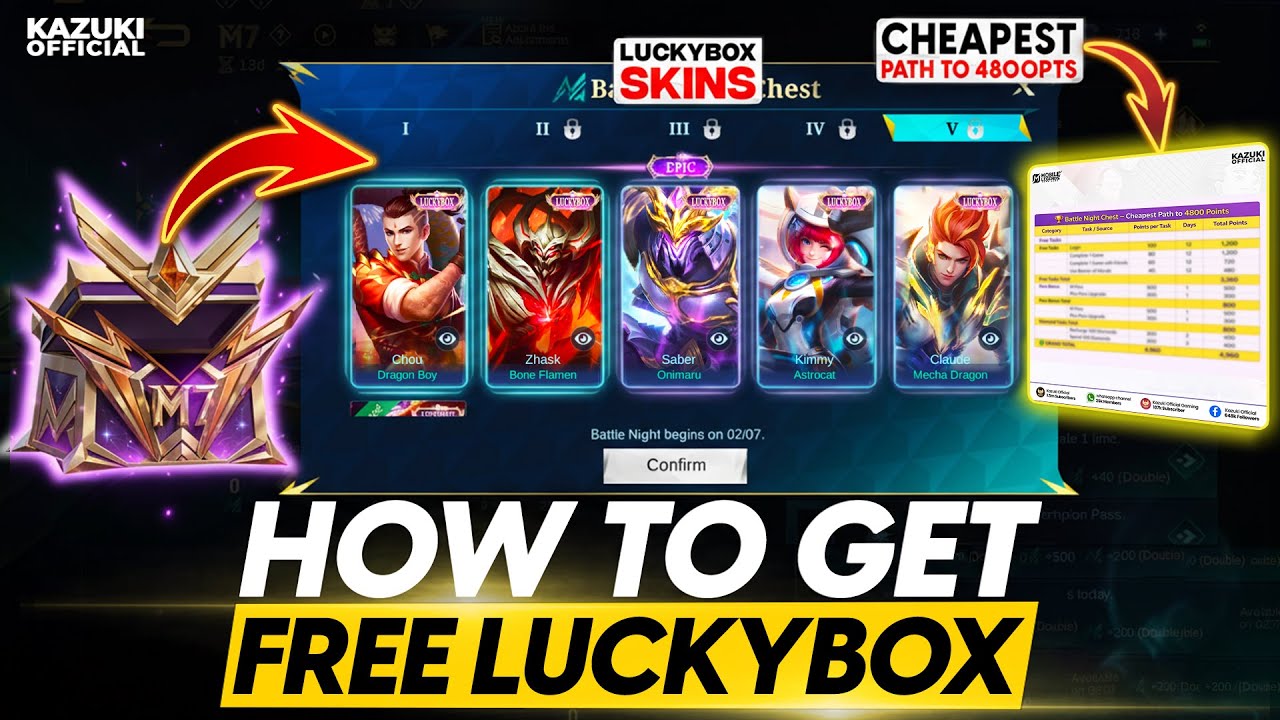 HOW TO GET FREE LUCKYBOX SKINS FROM M7 BATTLE NIGHT CHEST!