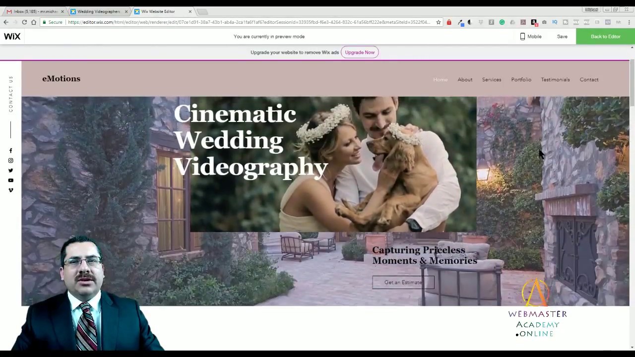 Wedding Videographer Template from Wix - Web Design - Tutorial (Part 1 of 2)