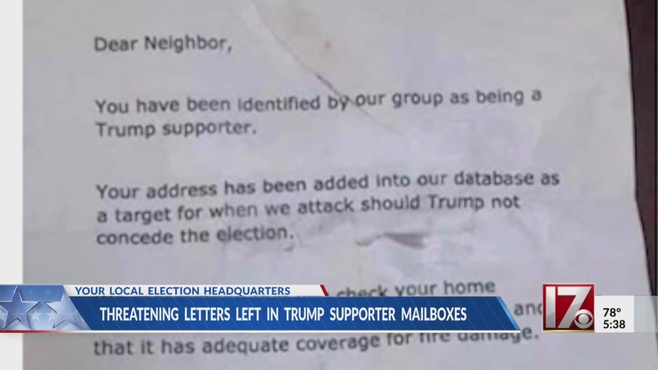 North Carolina Trump supporter gets threatening letter