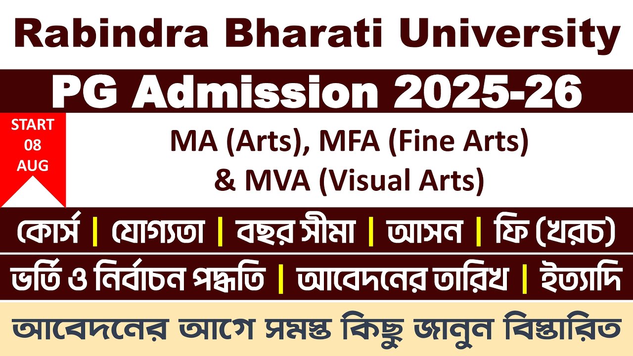 Rabindra Bharati University PG Admission 2025-2026: Full Information | Arts, Fine Arts, Visual Arts