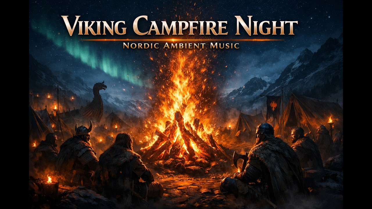 Viking Campfire Night 🔥 Nordic Ambient Music | Dark Ritual Atmosphere