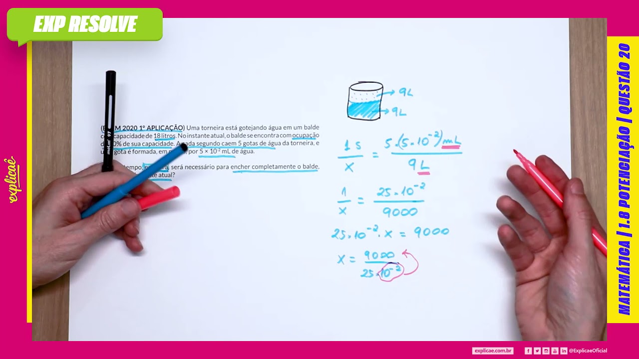 UMA TORNEIRA ESTÁ GOTEJANDO ÁGUA EM UM BALDE COM CAPACIDADE DE 18 LITROS (...) | POTENCIAÇÃO