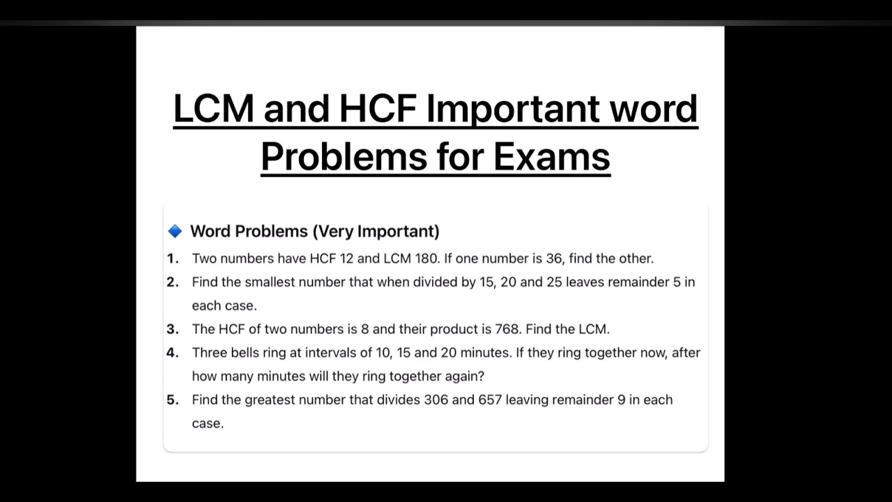 5 Exam-Ready LCM and HCF Word Problems / Class 6, 7 ,8 and 9th  Math Practice / Important for Exams