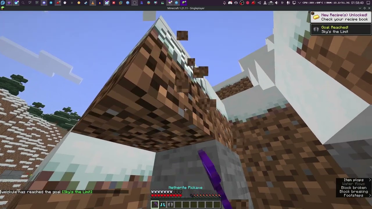 minecraft but dirt drops op loot