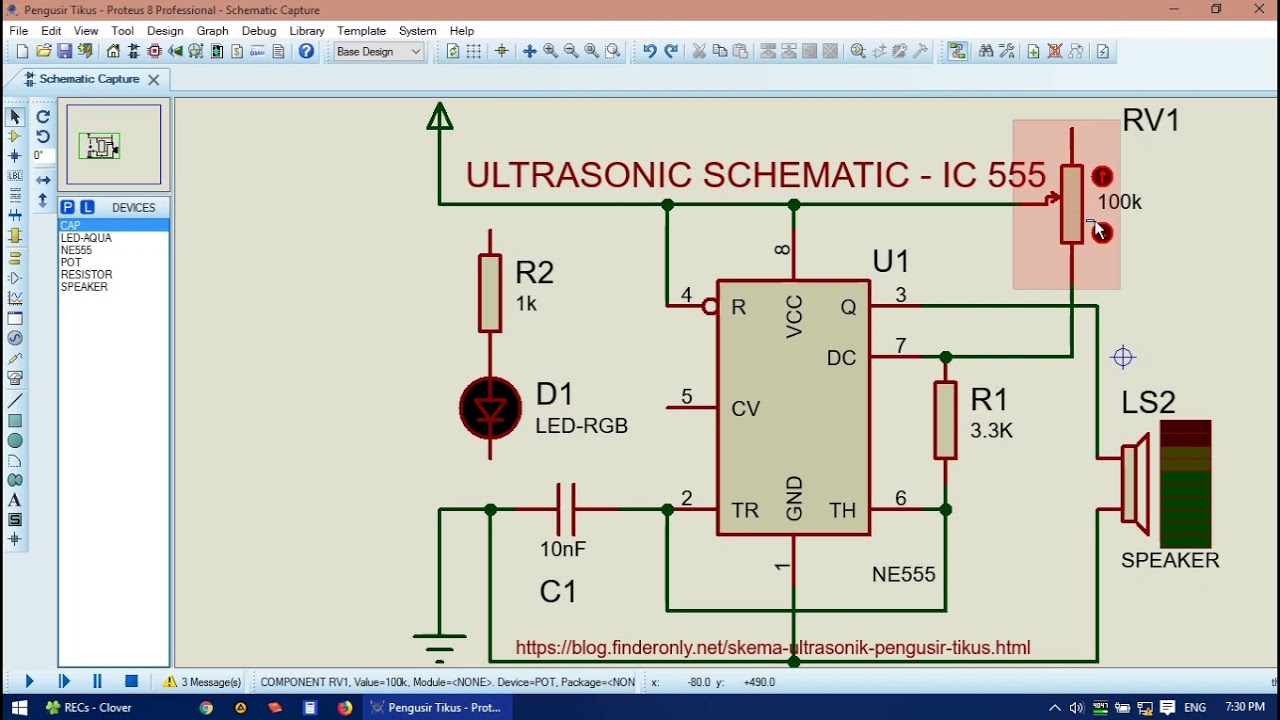Dynamic Ultrasonic Generator Circuit, Simplest 555 IC Schematic