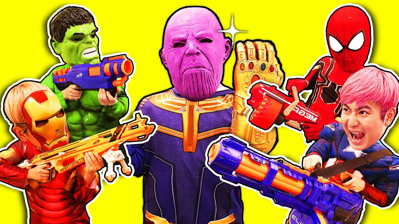 Nerf War : Superhero vs Thanos 슈퍼히어로 vs 타노스 너프전쟁