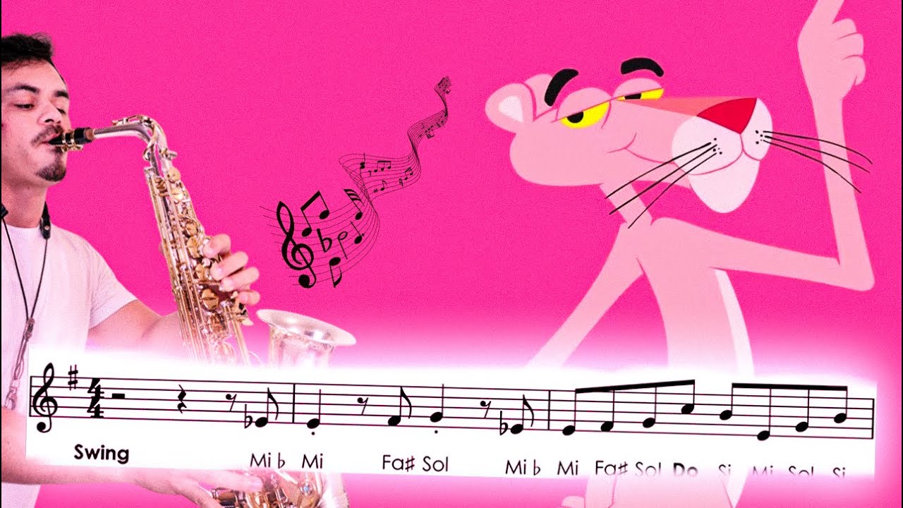 Sax alto - Pantera Cor-de-rosa: partitura com notas.