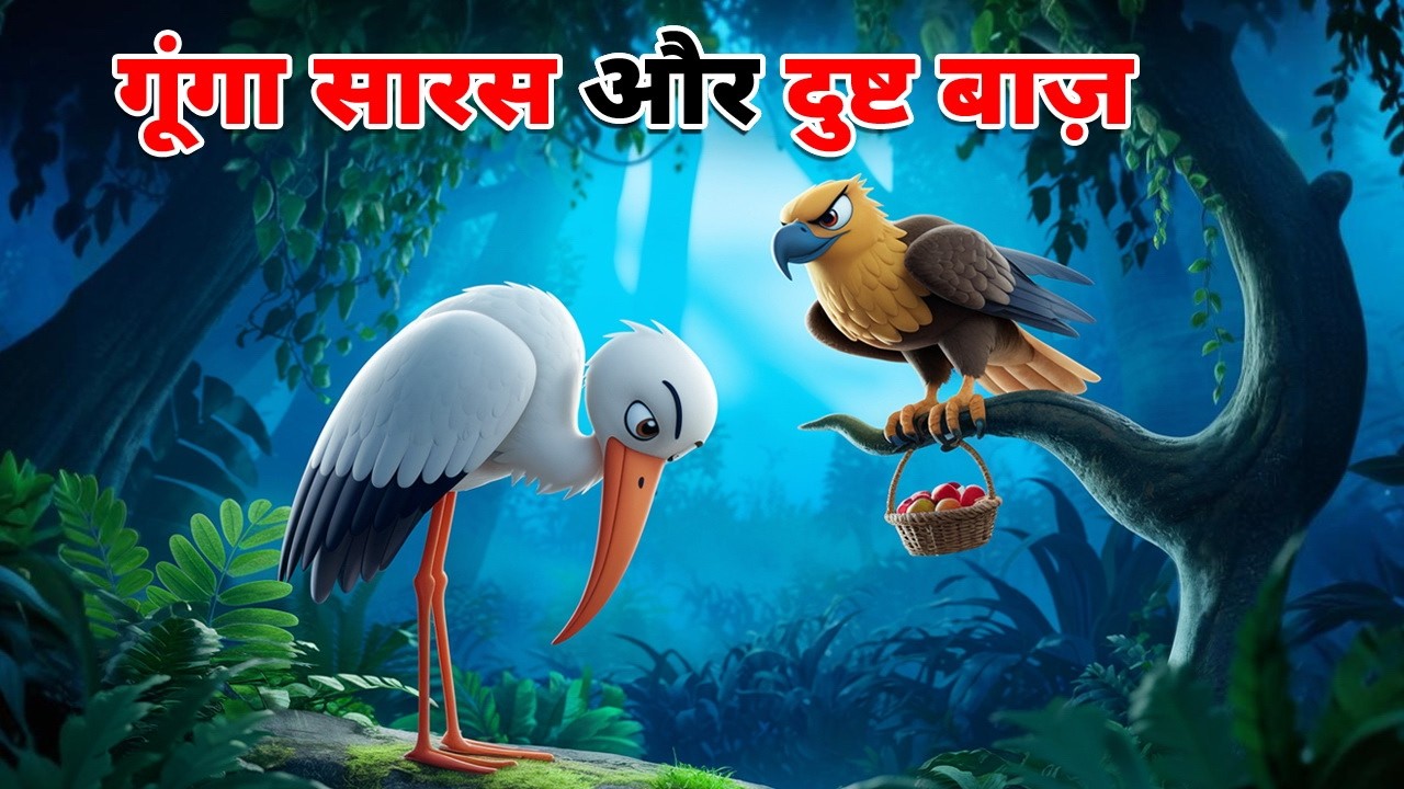 गूंगा सारस और दुष्ट बाज़ | GOONGA SARAS KI KAHANI | HINDI STORIES | HINDI KAHANIYA | CARTOON STORY