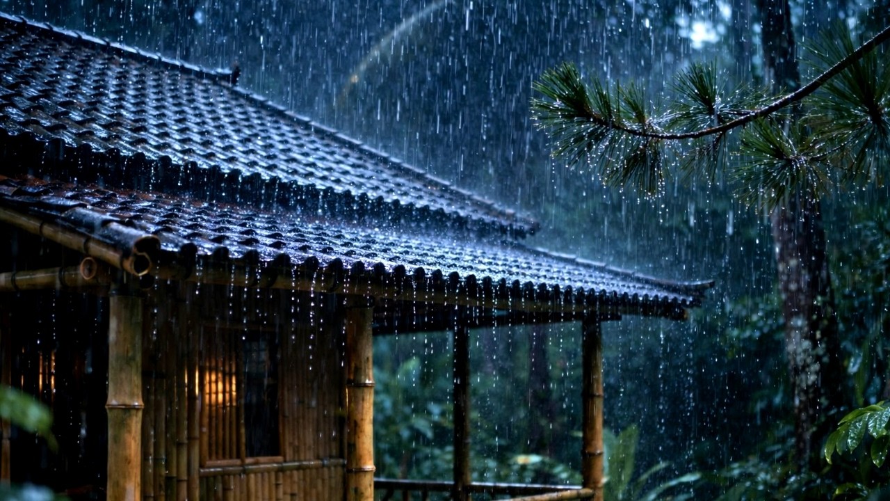 Cozy Forest Rain at Night 🌧️ 1 Hour Rain Sounds for Sleeping & Relaxation