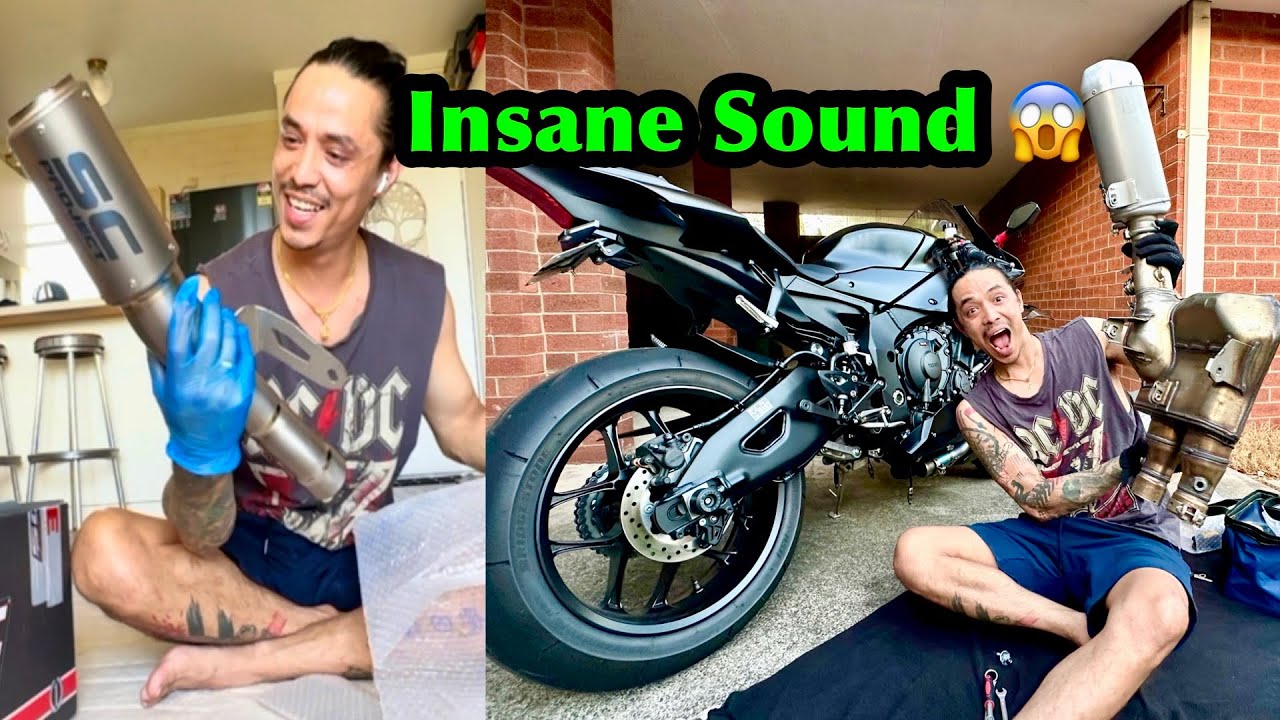 Installed Loud Exhaust for Yamaha R1 - Sc Project Full System Exhaust 😍