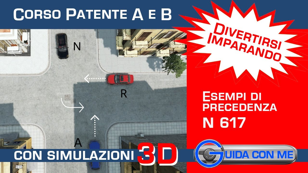 Precedenza agli incroci Patente B - incrocio 617. Ordine di precedenza teoria patente b