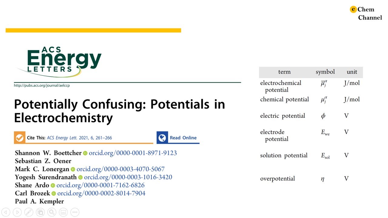 Potentials in Electrochemistry