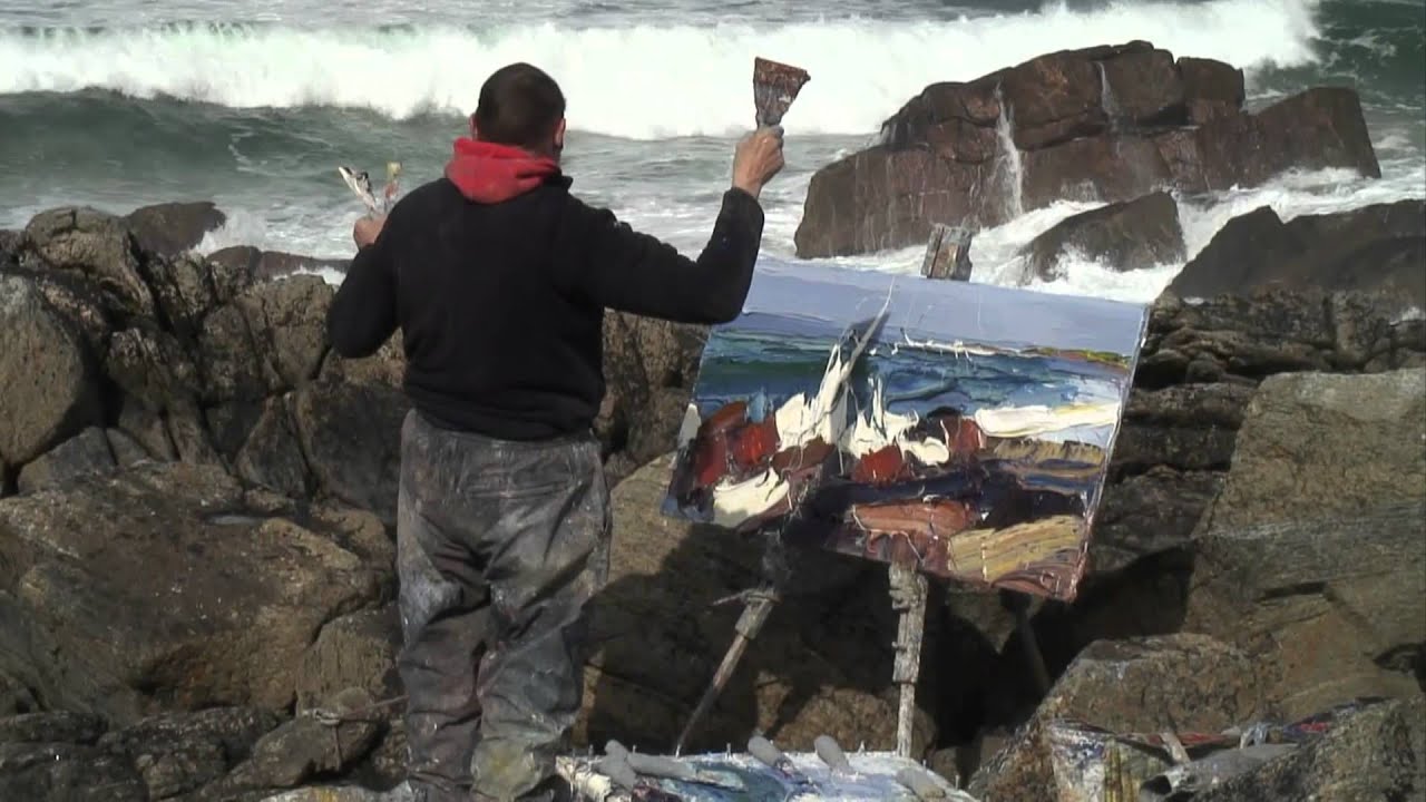 George Rowlett painting on Uist  March 2011