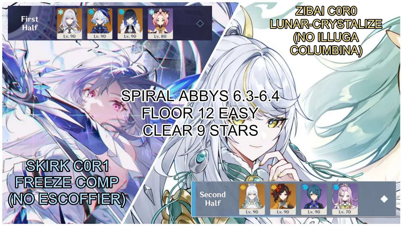 Skirk & Zibai spiral abbys luna IV 6.3 floor 12 easy 9 stars clear | GENSHIN IMPACT