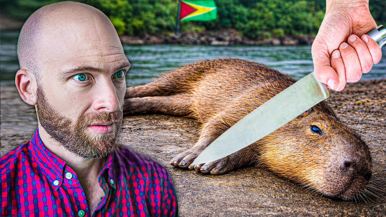 Eating On The Essequibo River In Guyana!! Capybara, Opossum, and Iguana!!
