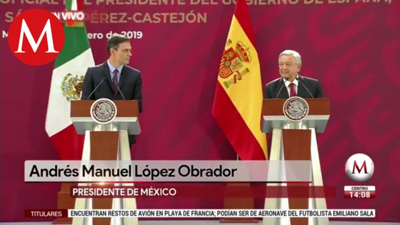 AMLO en reunión con el Presidente Pedro Sánchez