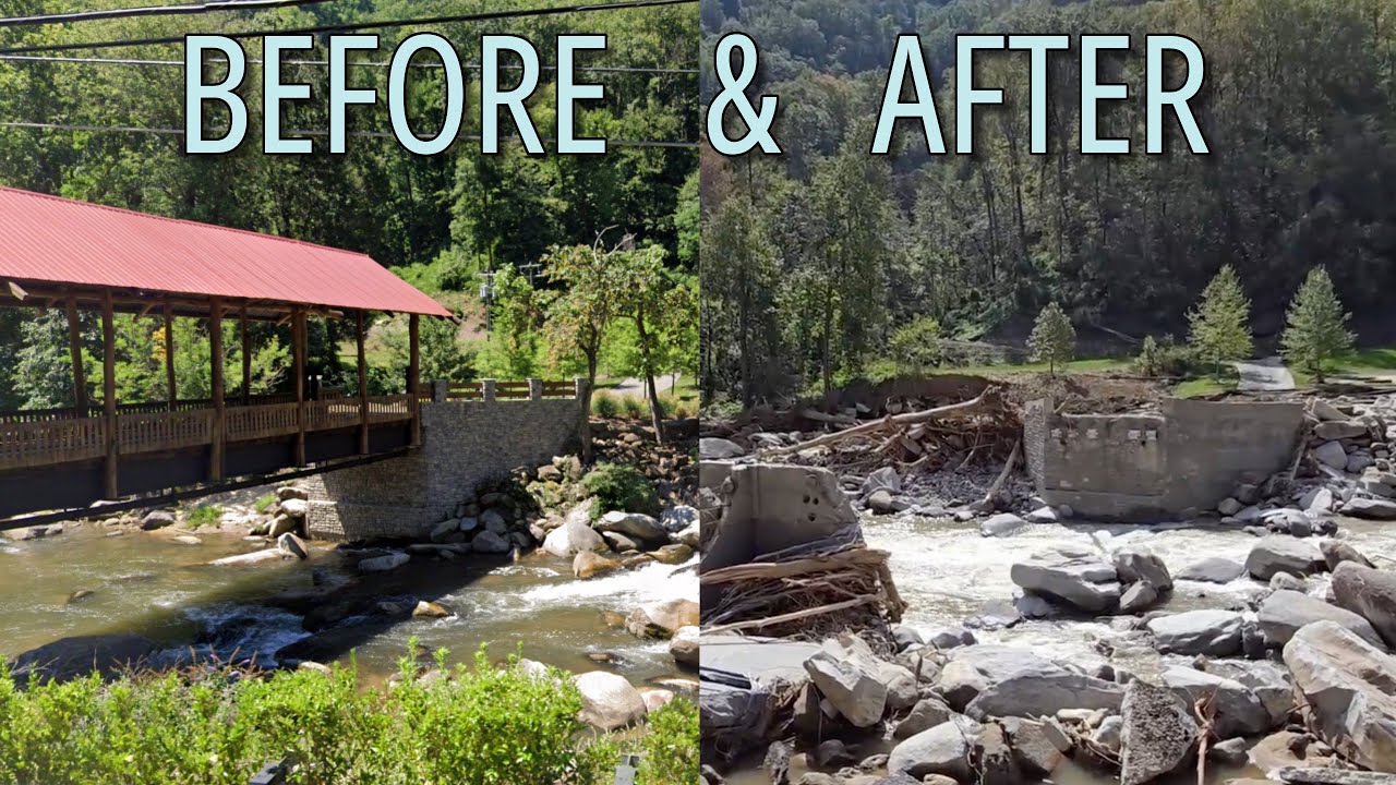 Chimney Rock & Bat Cave, NC - Hurricane Helene - Before & After