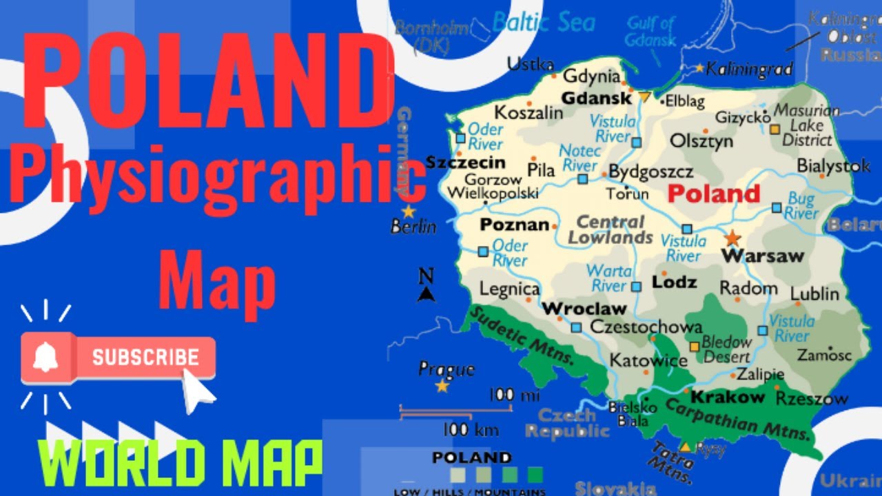 Poland Physiographic Map / Physical Geography of Poland / Poland Map / World Map Series