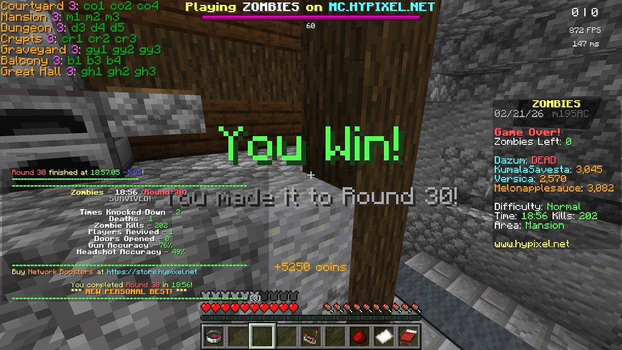 Hypixel Zombies: Bad Blood Speedrun (18:56)