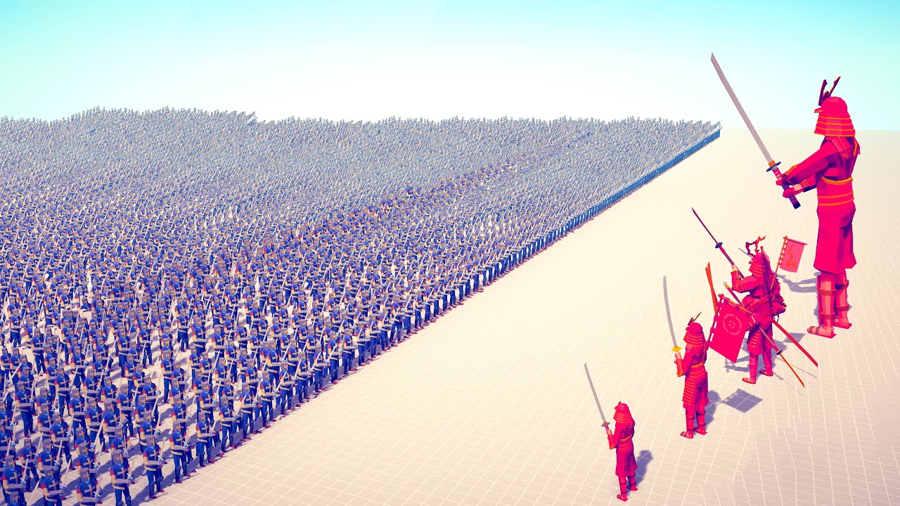 ALL 4 SAMURAI vs 100x WEAKEST UNITS ARMIES - Totally Accurate Battle Simulator TABS
