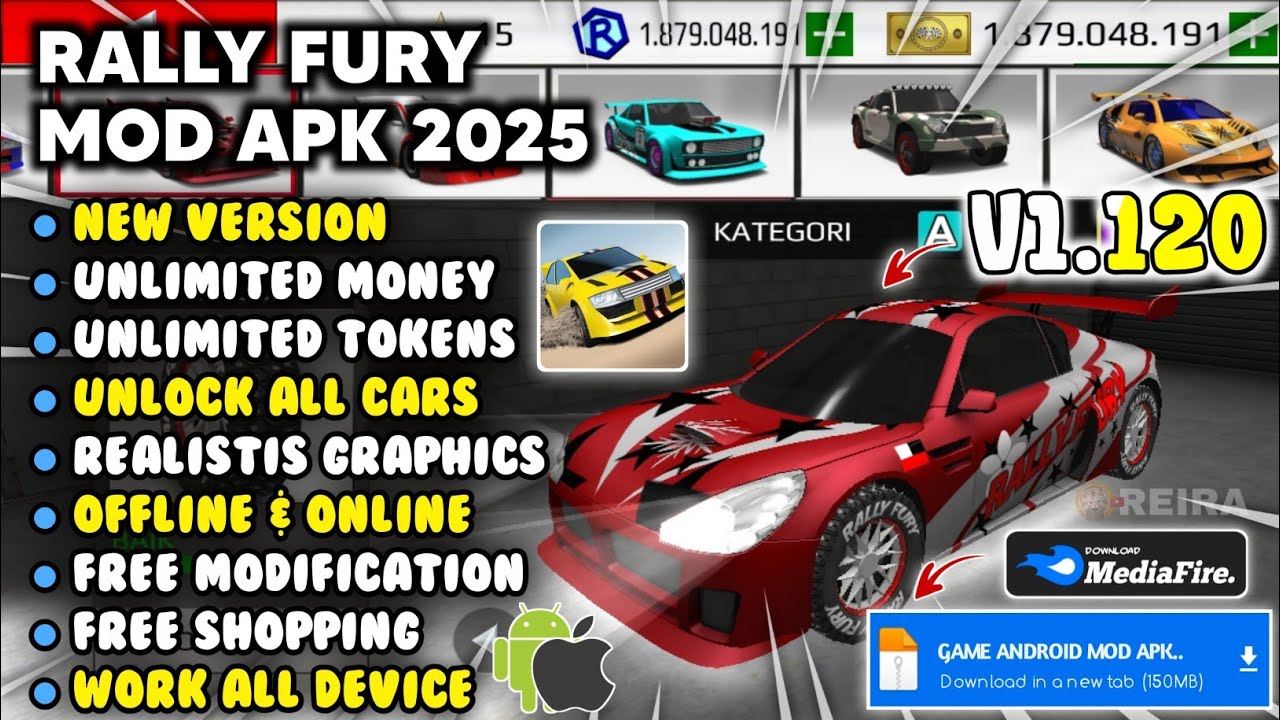RALLY FURY MOD APK V1.120 New Version 2025 || Unlimited Money & Token