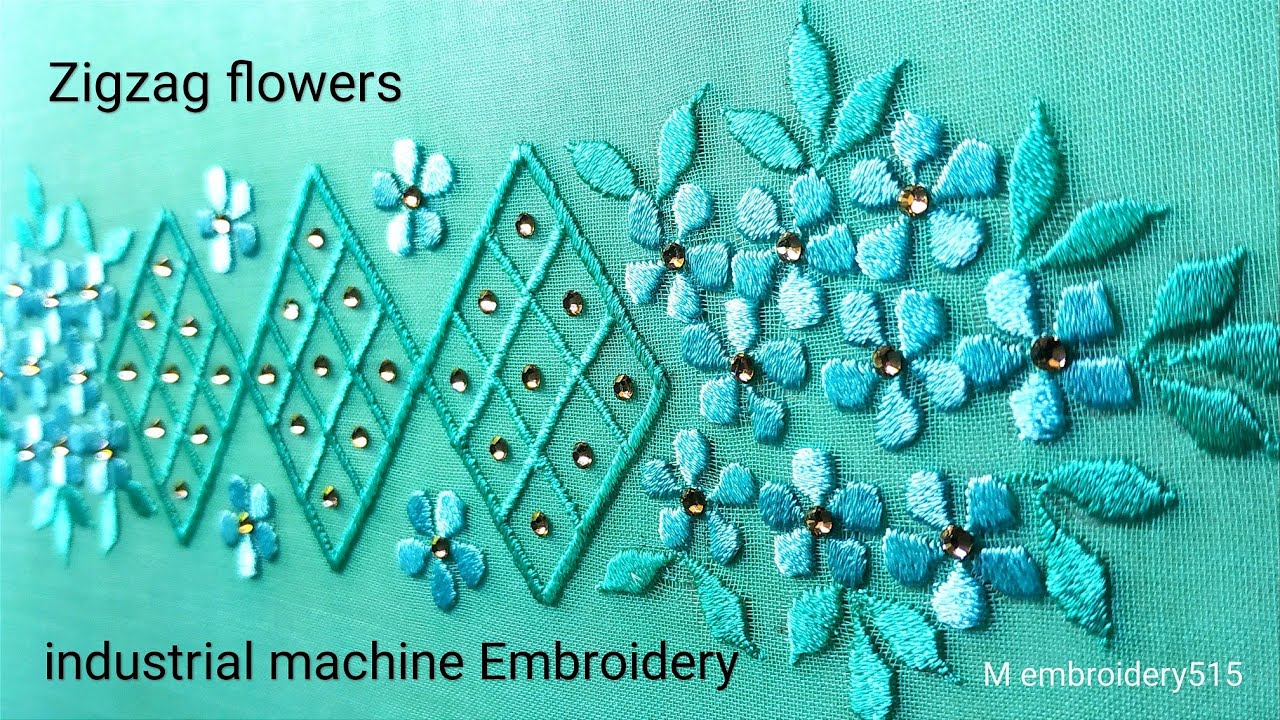 Machine Embroidery flowers Design Crystal ironing / industrial zigzag machine
