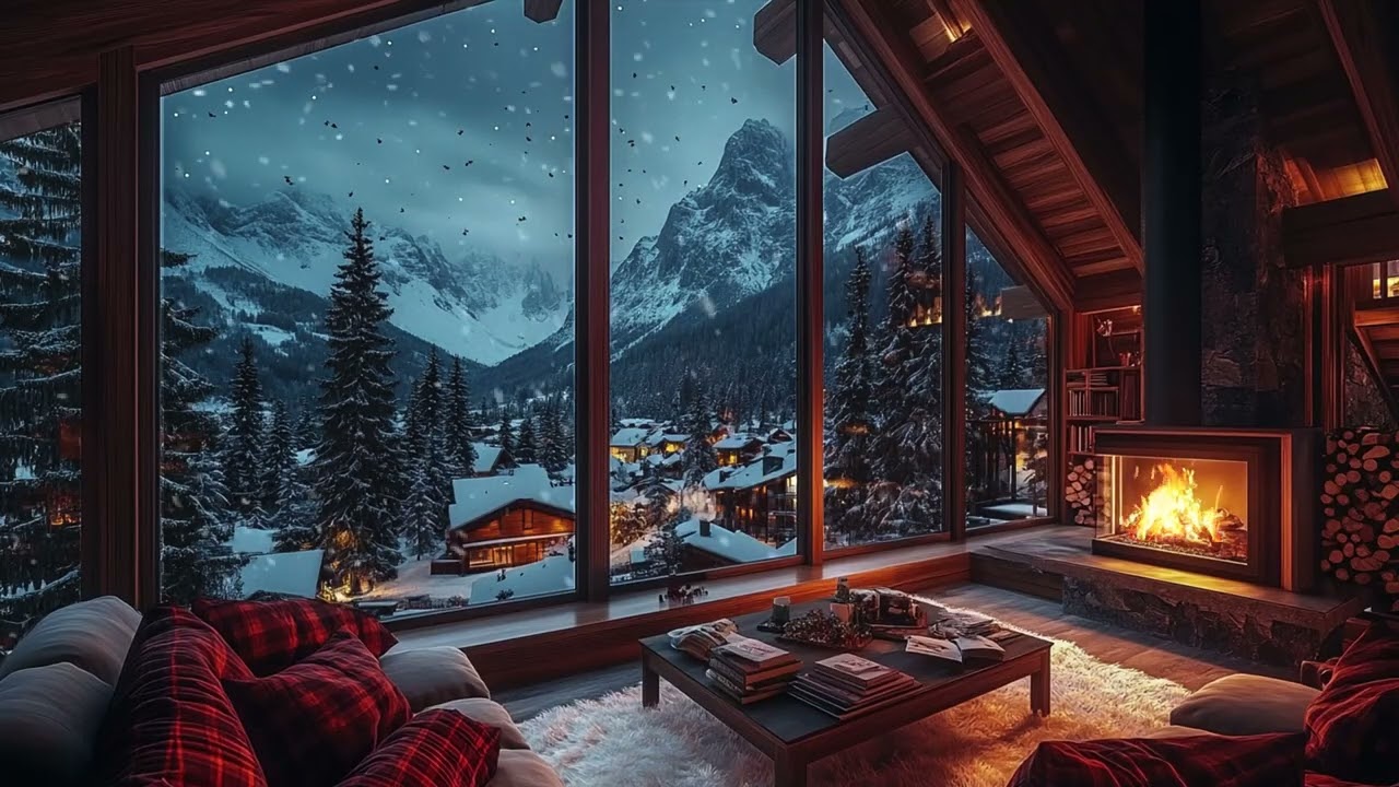 Harsh Wind Winter Forest Cabin ASMR | Cozy Hearth Ambience for Deep Rest