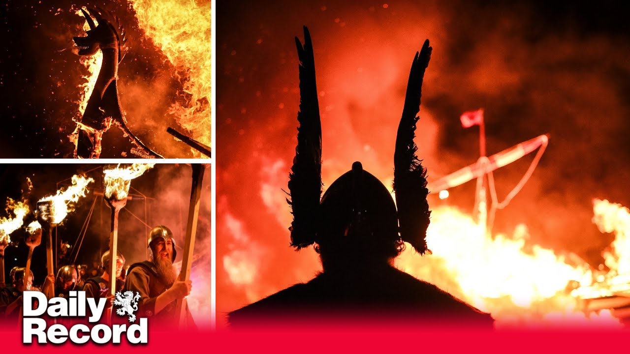 Up Helly Aa: Shetland Isles fire festival comes to an end as galley is torched