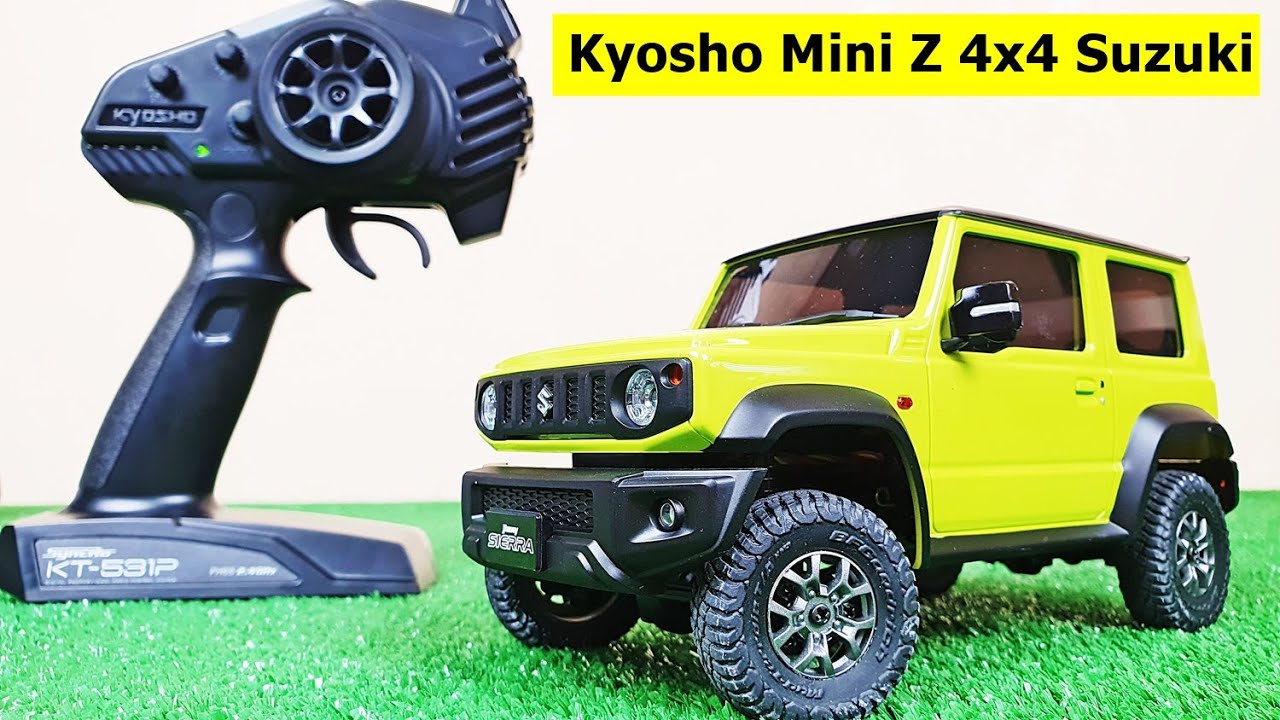 Unboxing Kyosho Suzuki Jimny Sierra Kinetic Yellow Off-Road Mini-Z 4X4 Mini RC Car Test Scale 1/18