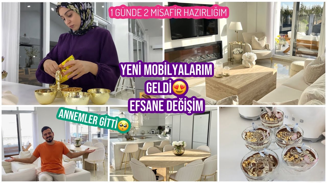 YENİ MOBİLYALARIM GELDİ 😍, EFSANE DEĞİŞİM, 1 GÜNDE 2 MİSAFİR, SOFRA HAZIRLIKLARIM, TATLI YAPTIM