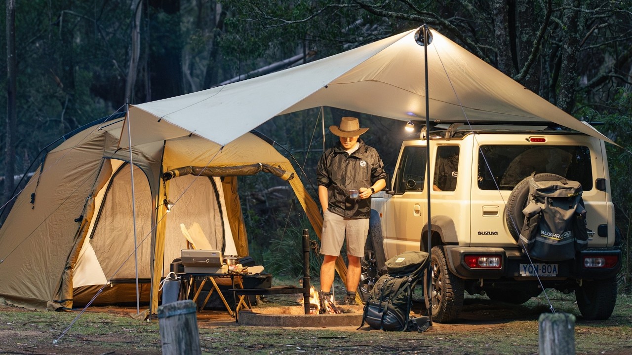 3-дневный соло-кемпинг с Jimny + ночной поход, пицца в походной печи, снаряжение Foxelli, ASMR