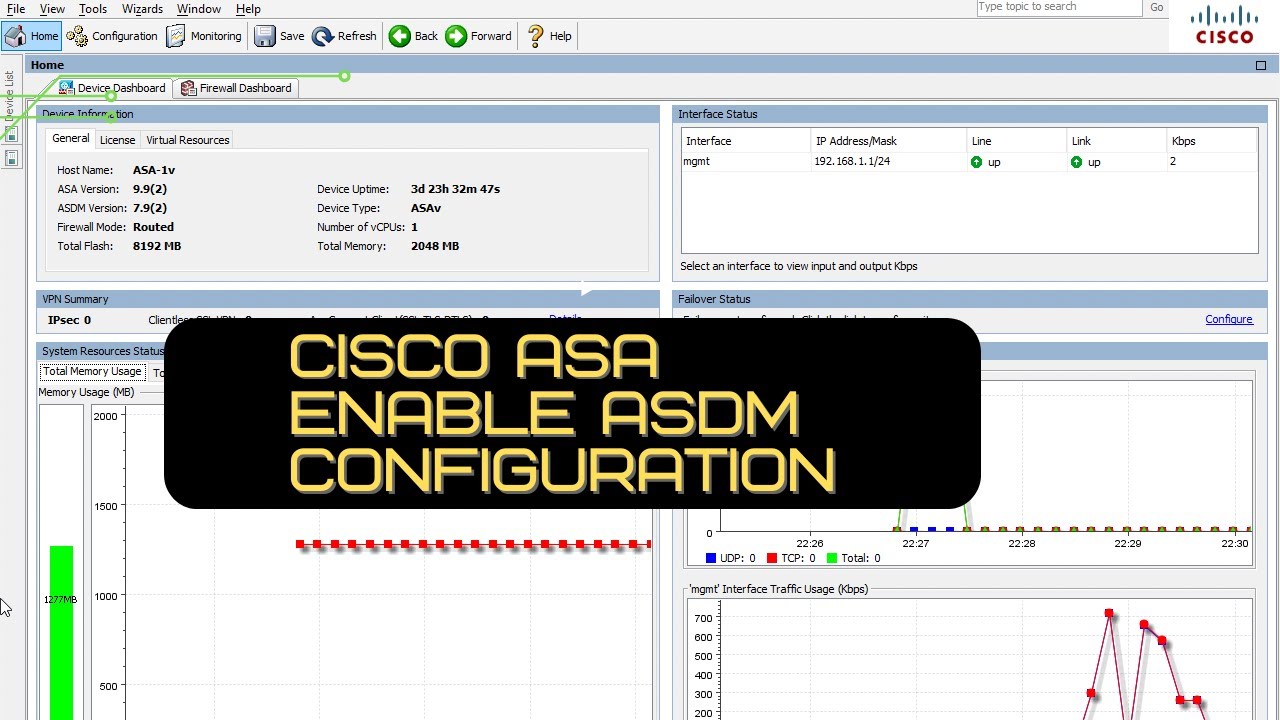 Cisco ASA how to enable ASDM GUI access configuration