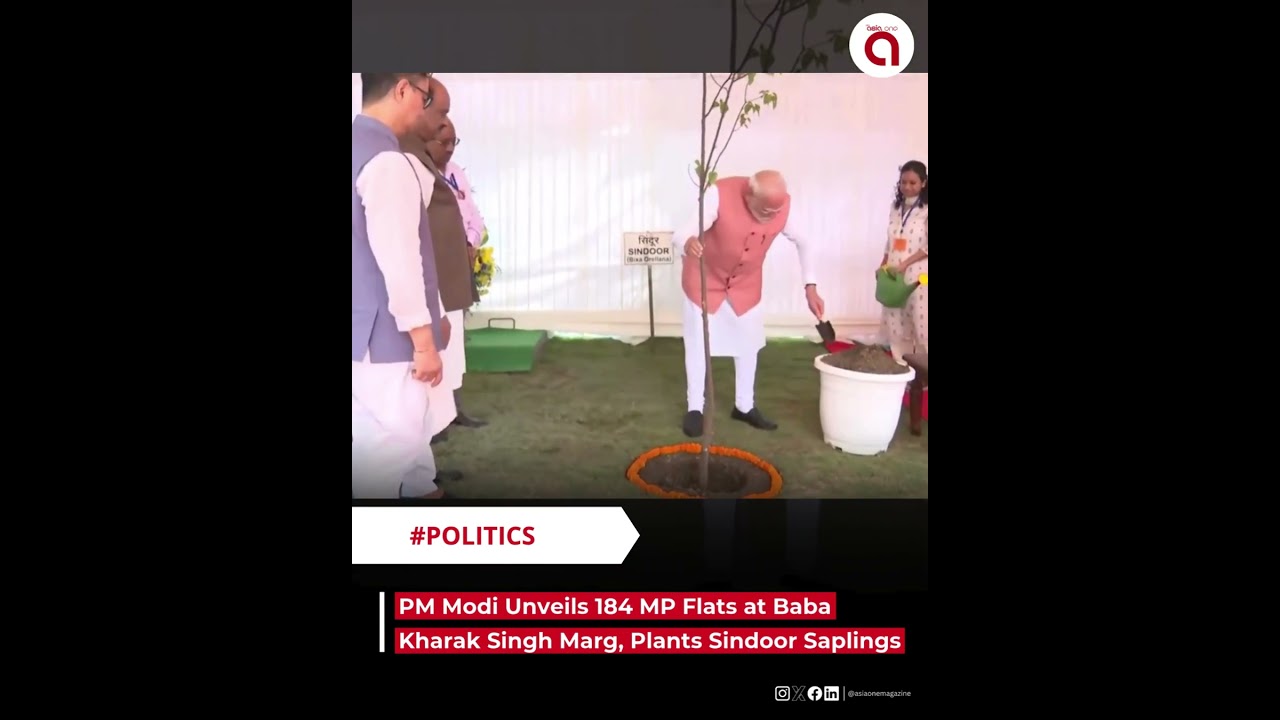 PM Modi Unveils 184 MP Flats at Baba Kharak Singh Marg, Plants Sindoor Saplings - #shorts