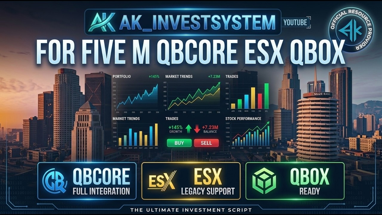 Investment Script for FiveM | Works with #QBcore, #ESX & #QBox | Ak Script